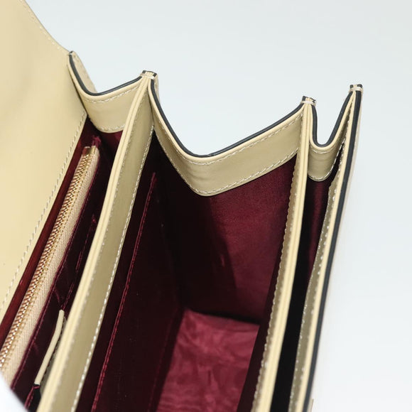 GUCCI Horsebit Zumi Shoulder Bag Leather Beige Gold Silver 576388 Auth BA4748