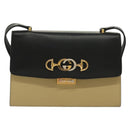 GUCCI Horsebit Zumi Shoulder Bag Leather Beige Gold Silver 576388 Auth BA4748-13