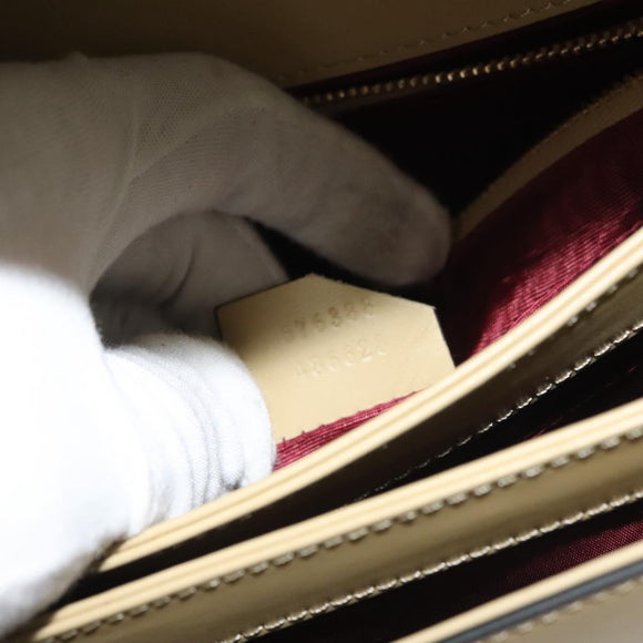 GUCCI Horsebit Zumi Shoulder Bag Leather Beige Gold Silver 576388 Auth BA4748