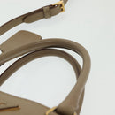 PRADA Hand Bag Safiano Leather 2way Beige Gold Auth BA4750-15