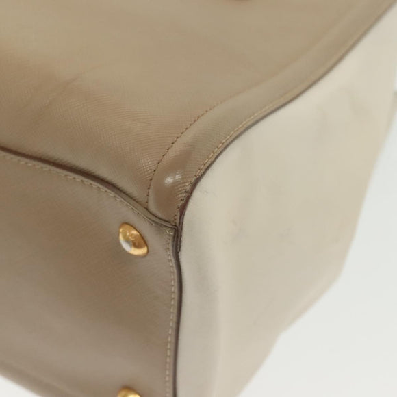 PRADA Hand Bag Safiano Leather 2way Beige Gold Auth BA4750