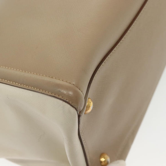 PRADA Hand Bag Safiano Leather 2way Beige Gold Auth BA4750
