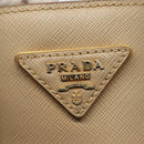 PRADA Hand Bag Safiano Leather 2way Beige Gold Auth BA4750-23