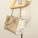 PRADA Hand Bag Safiano Leather 2way Beige Gold Auth BA4750-30