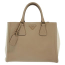 PRADA Hand Bag Safiano Leather 2way Beige Gold Auth BA4750-13