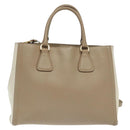 PRADA Hand Bag Safiano Leather 2way Beige Gold Auth BA4750-2