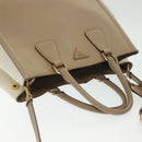 PRADA Hand Bag Safiano Leather 2way Beige Gold Auth BA4750-8