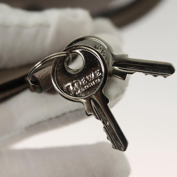 LOEWE Anagram Amazona 28 Hand Bag Leather Gray Silver Auth BA4751