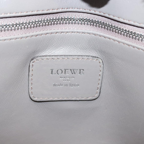 LOEWE Anagram Amazona 28 Hand Bag Leather Gray Silver Auth BA4751