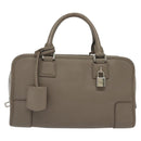 LOEWE Anagram Amazona 28 Hand Bag Leather Gray Silver Auth BA4751-13