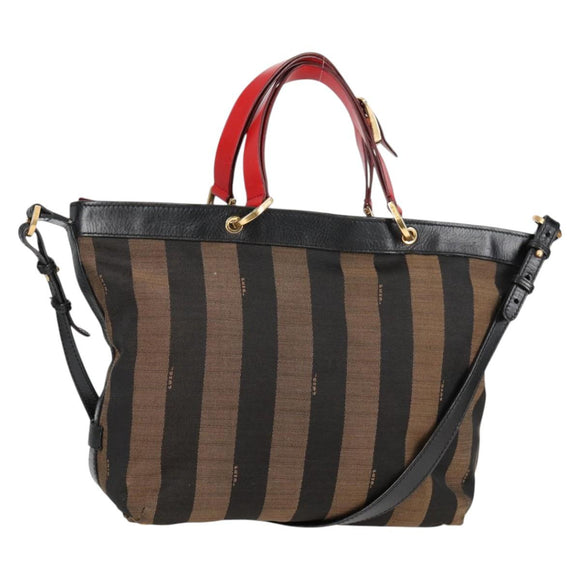 FENDI Pecan Canvas Backpack Brown Black Auth BA4760