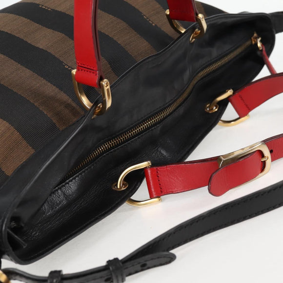 FENDI Pecan Canvas Backpack Brown Black Auth BA4760