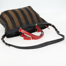 FENDI Pecan Canvas Backpack Brown Black Auth BA4760-8