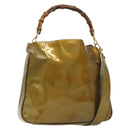 GUCCI Bamboo Hand Bag Patent leather 2way Beige Gold 001 1014 1638 0 Auth BA4761-1