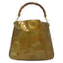 GUCCI Bamboo Hand Bag Patent leather 2way Beige Gold 001 1014 1638 0 Auth BA4761-2