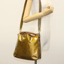 GUCCI Bamboo Hand Bag Patent leather 2way Beige Gold 001 1014 1638 0 Auth BA4761-22