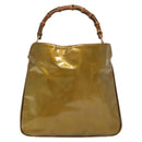 GUCCI Bamboo Hand Bag Patent leather 2way Beige Gold 001 1014 1638 0 Auth BA4761-3
