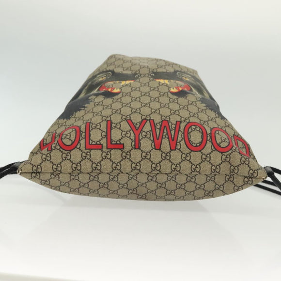 GUCCI GG Supreme Drawstring Backpack PVC Beige 473872 Auth BA4762