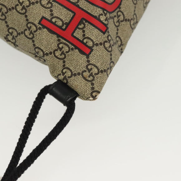 GUCCI GG Supreme Drawstring Backpack PVC Beige 473872 Auth BA4762