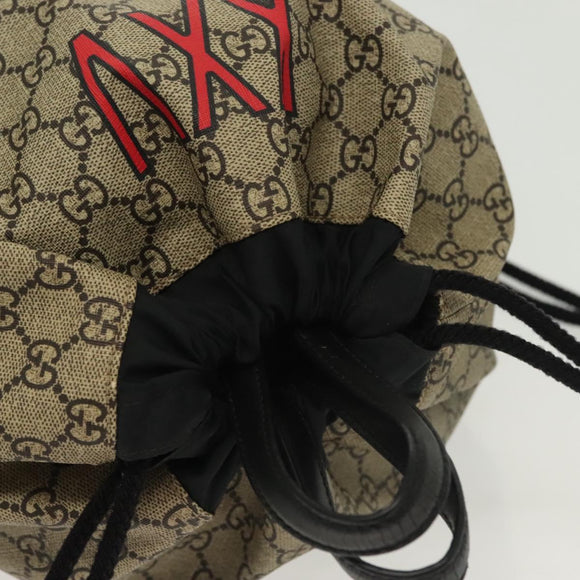 GUCCI GG Supreme Drawstring Backpack PVC Beige 473872 Auth BA4762