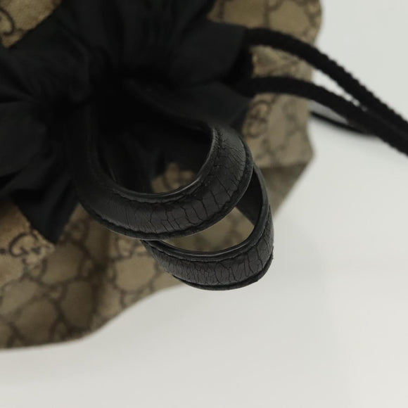 GUCCI GG Supreme Drawstring Backpack PVC Beige 473872 Auth BA4762