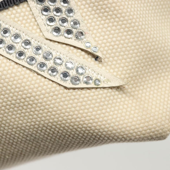 Salvatore Ferragamo Vala Vala Tote Bag Canvas Beige Navy Silver Auth BA4763