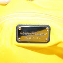 Salvatore Ferragamo Vala Vala Tote Bag Canvas Beige Navy Silver Auth BA4763-16