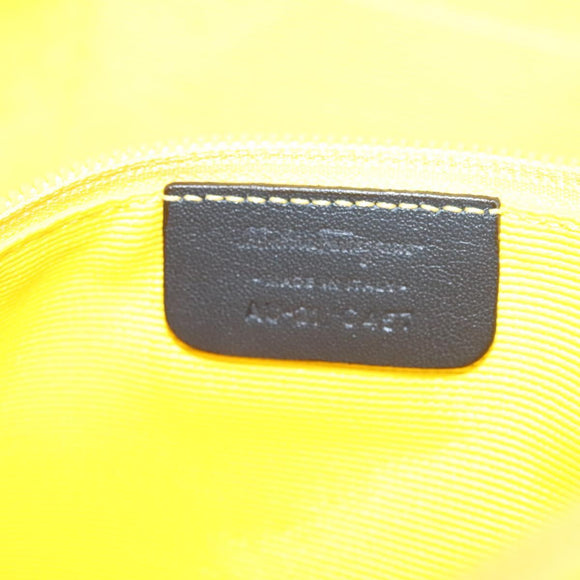 Salvatore Ferragamo Vala Vala Tote Bag Canvas Beige Navy Silver Auth BA4763