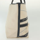 Salvatore Ferragamo Vala Vala Tote Bag Canvas Beige Navy Silver Auth BA4763-5