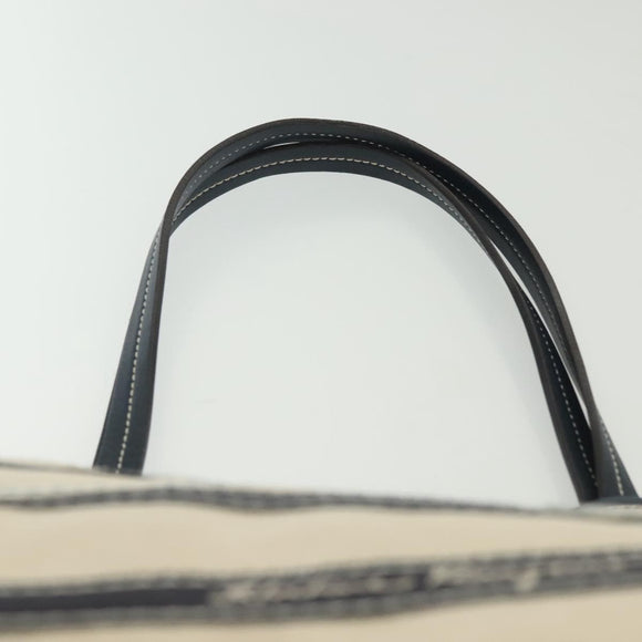 Salvatore Ferragamo Vala Vala Tote Bag Canvas Beige Navy Silver Auth BA4763