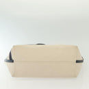 Salvatore Ferragamo Vala Vala Tote Bag Canvas Beige Navy Silver Auth BA4763-9