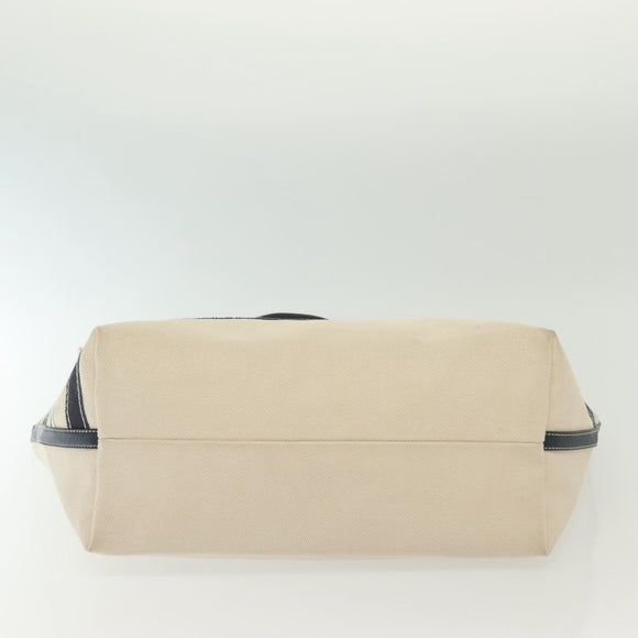 Salvatore Ferragamo Vala Vala Tote Bag Canvas Beige Navy Silver Auth BA4763