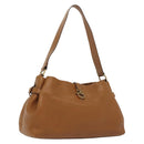 Salvatore Ferragamo Gancini Shoulder Bag Leather Brown Gold Auth BA4764-1