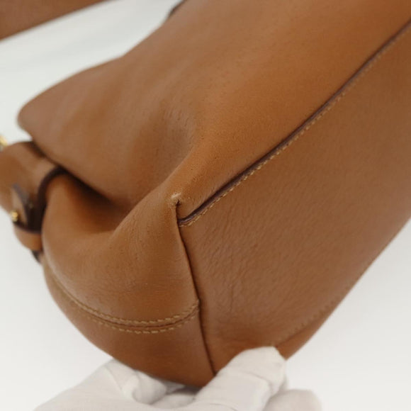 Salvatore Ferragamo Gancini Shoulder Bag Leather Brown Gold Auth BA4764