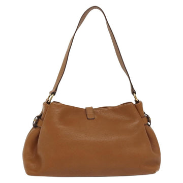 Salvatore Ferragamo Gancini Shoulder Bag Leather Brown Gold Auth BA4764 - 0