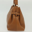 Salvatore Ferragamo Gancini Shoulder Bag Leather Brown Gold Auth BA4764-3