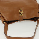 Salvatore Ferragamo Gancini Shoulder Bag Leather Brown Gold Auth BA4764-6