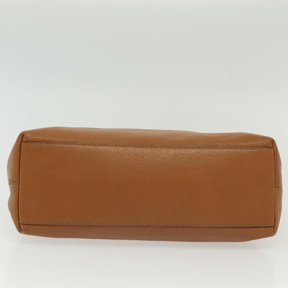 Salvatore Ferragamo Gancini Shoulder Bag Leather Brown Gold Auth BA4764