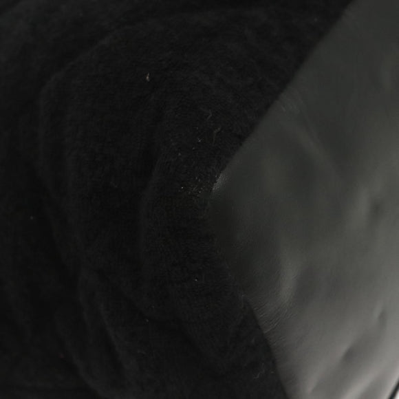 CHANEL Matelasse COCO Mark Tote Bag pile Black Silver CC Auth BA4775