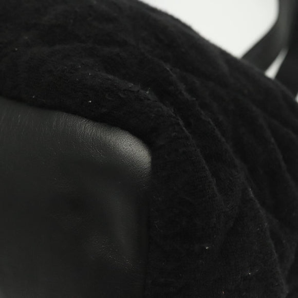 CHANEL Matelasse COCO Mark Tote Bag pile Black Silver CC Auth BA4775