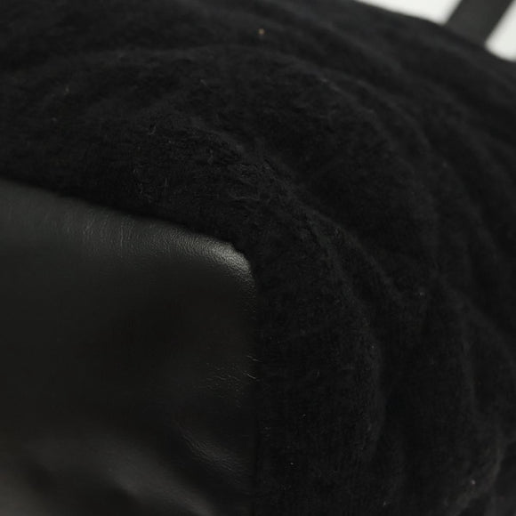 CHANEL Matelasse COCO Mark Tote Bag pile Black Silver CC Auth BA4775