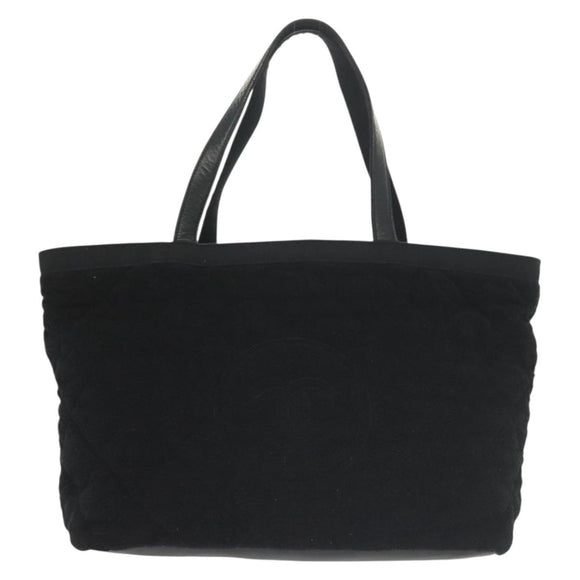CHANEL Matelasse COCO Mark Tote Bag pile Black Silver CC Auth BA4775
