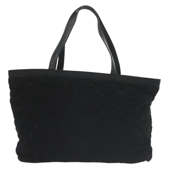 CHANEL Matelasse COCO Mark Tote Bag pile Black Silver CC Auth BA4775