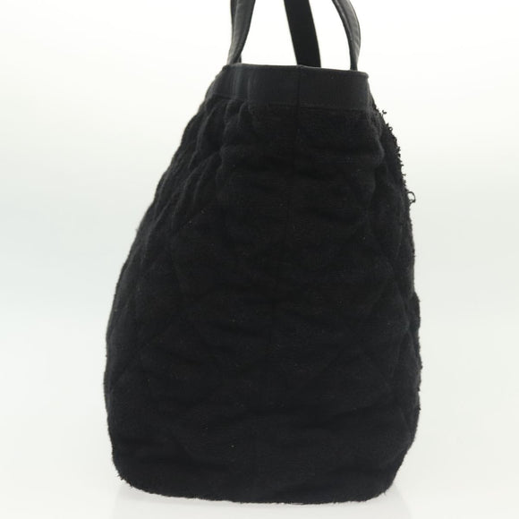 CHANEL Matelasse COCO Mark Tote Bag pile Black Silver CC Auth BA4775