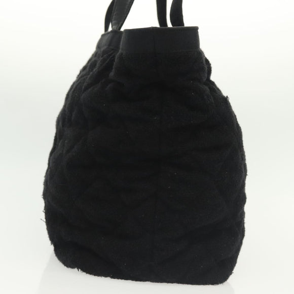 CHANEL Matelasse COCO Mark Tote Bag pile Black Silver CC Auth BA4775