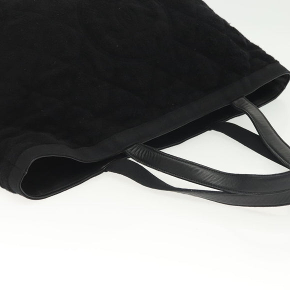 CHANEL Matelasse COCO Mark Tote Bag pile Black Silver CC Auth BA4775