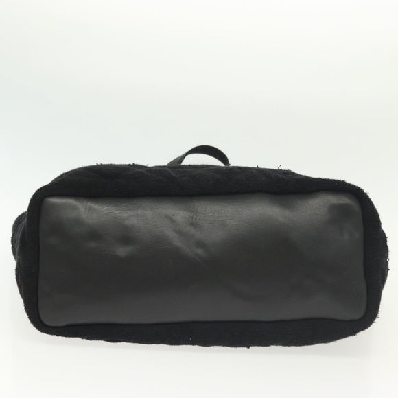 CHANEL Matelasse COCO Mark Tote Bag pile Black Silver CC Auth BA4775