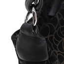 CHANEL Chain COCO Mark Camelia Shoulder Bag Suede Black Silver CC Auth BA4776-14