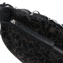 CHANEL Chain COCO Mark Camelia Shoulder Bag Suede Black Silver CC Auth BA4776-15