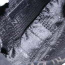 CHANEL Chain COCO Mark Camelia Shoulder Bag Suede Black Silver CC Auth BA4776-18